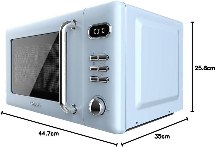 Cecotec Digitaler Mikrowellenherd mit Grill Proclean 5110 Retro Blue, 20L, 700W, 5 Stufen, 60 Min Ti