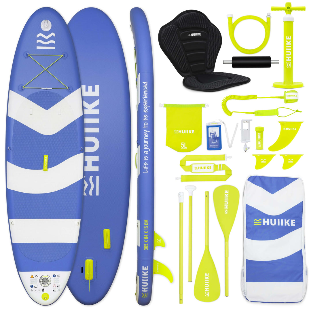 HUIIKE Stand Up Paddling Board mit Zubehör, Paddel, Finnen, Pumpe. Paddle Sup Board Aufblasbar Hohe