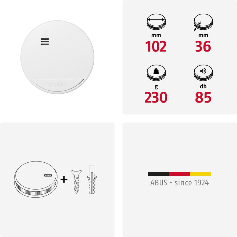 ABUS Funk-Rauchmelder RWM165 - mit 10-Jahres-Batterie - 12 Melder vernetzbar - Q-Label & DIN EN14604