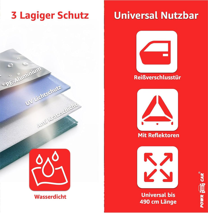 3X SUV Universale Autoschutzhülle: wasserdichte Autoplane für PKW/KFZ – Car Cover in Silber für umfa