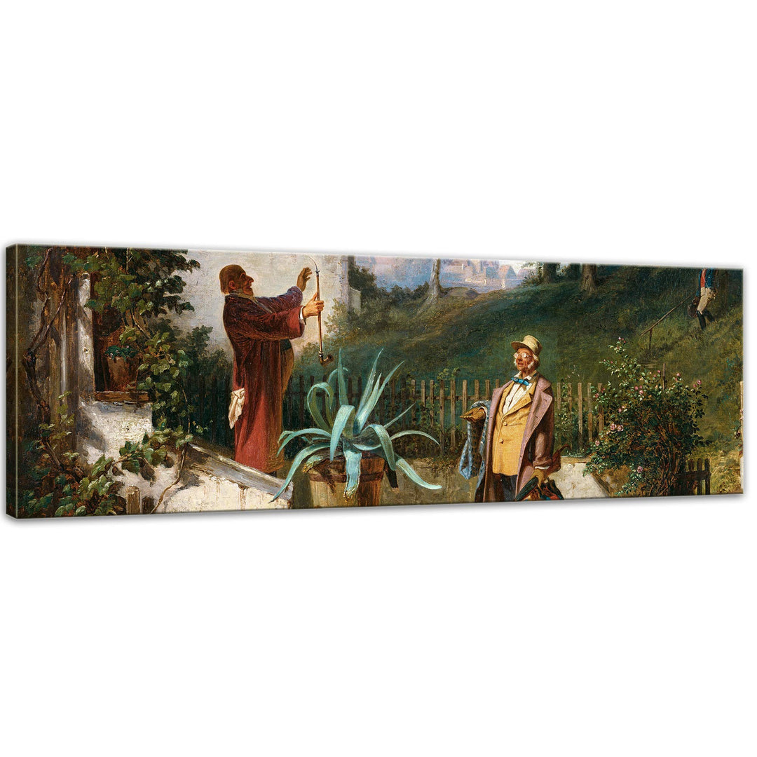 Bilderdepot24 Bild auf Leinwand | Carl Spitzweg Jugendfreunde in 90x30 cm als Wandbild | Wand-deko D