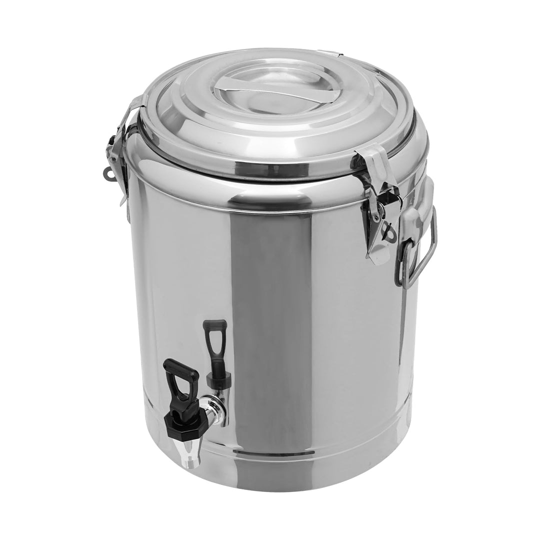 Edelstahl Thermobehälter 14L mit Hahn Isolierbehälter Gastro Glühwein | 14L Edelstahl Thermobehälter