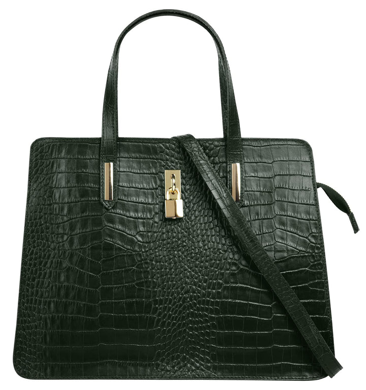 Cluty Handtasche Echt Leder Damen - 021321 Dunkelgrün, Dunkelgrün