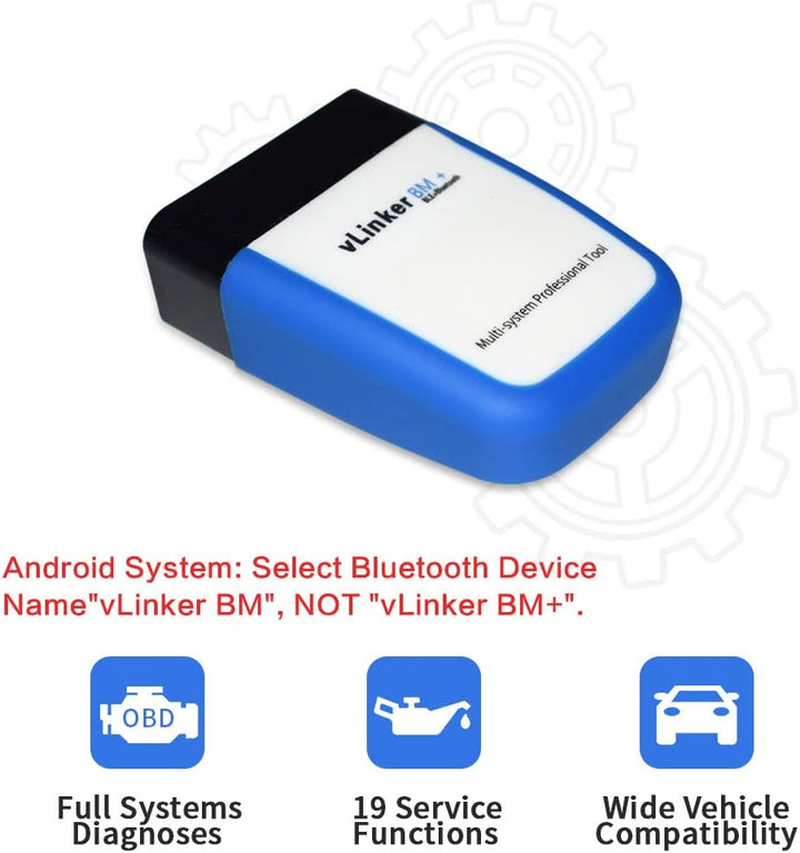 OBDII Bluetooth, TONWON Vgate vLinker BM+ OBD2 diagnosegerät OBD Adapter Kontrollieren Sie die Motor