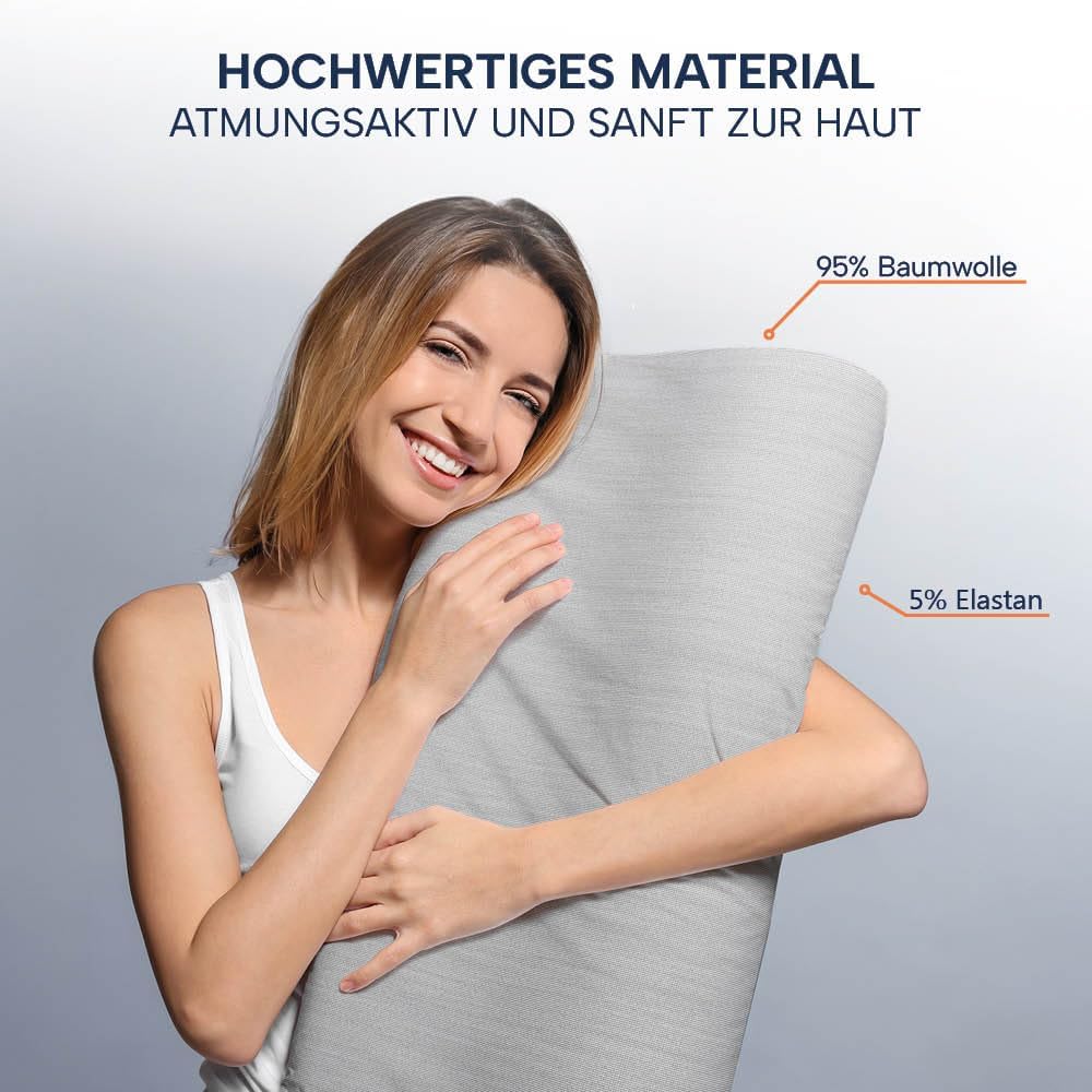 casimum® Kissenbezug aus Baumwolle für Nackenstützkissen mit Reissverschluss. Kopfkissen Schonbezug