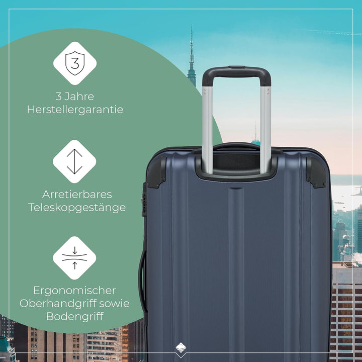 travelite 4-Rad Koffer M mit TSA Schloss + Dehnfalte, Gepäck Serie CITY: Robuster Hartschalen Trolle
