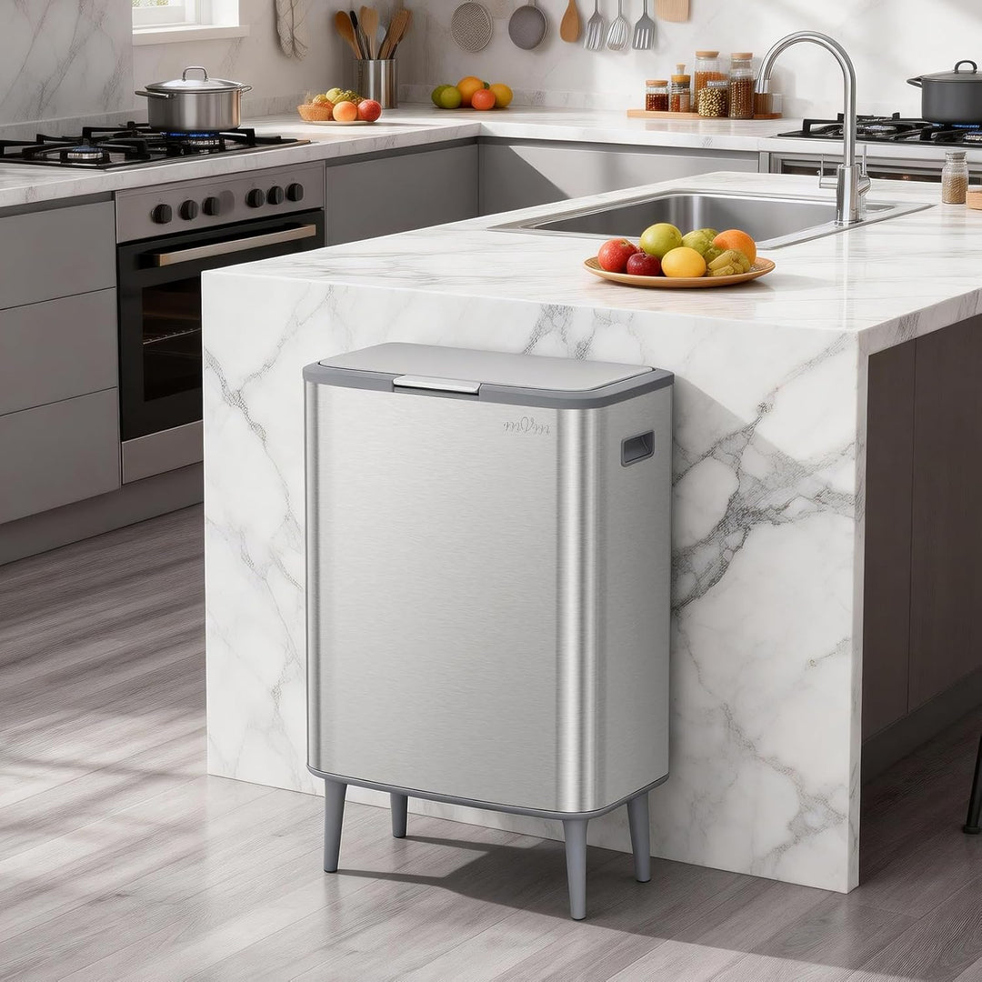 mVm Mülleimer, 65L, 2-in-1 Abfalleimer zur Mülltrennung inkl, Mülleimer mit Deckel, Abfalleimer mit
