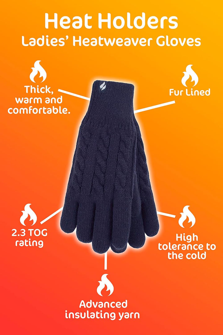 HEAT HOLDERS - Damen Extra Warm Winter Handschuhe | Strick Handschuhe mit Innen Flauschig Fleece Gef