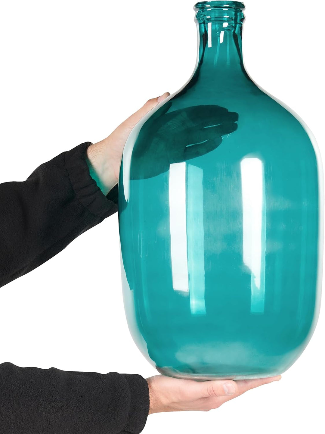 Runde Dekovase gefärbtes Glas handgefertigt blau türkis 48 cm Samosa