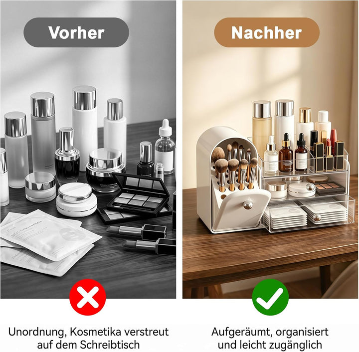 ERWEY Make Up Kosmetik Organizer mit Schubladen, Grosse Schminktisch Organizer Pinsel Aufbewahrung,