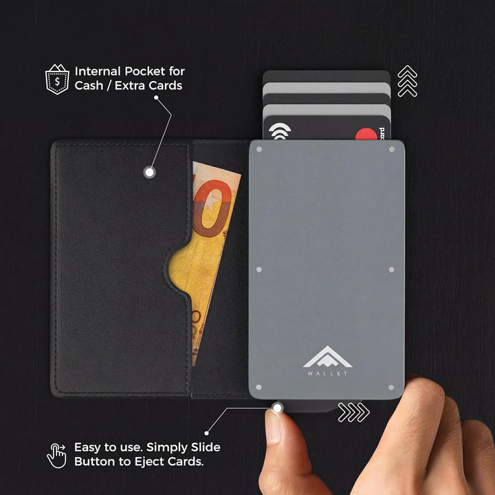 Stealth Wallet RFID Kartenportmonai Herren - Minimalistische Pop-Up-Portemonnaies mit Geschenkbox -