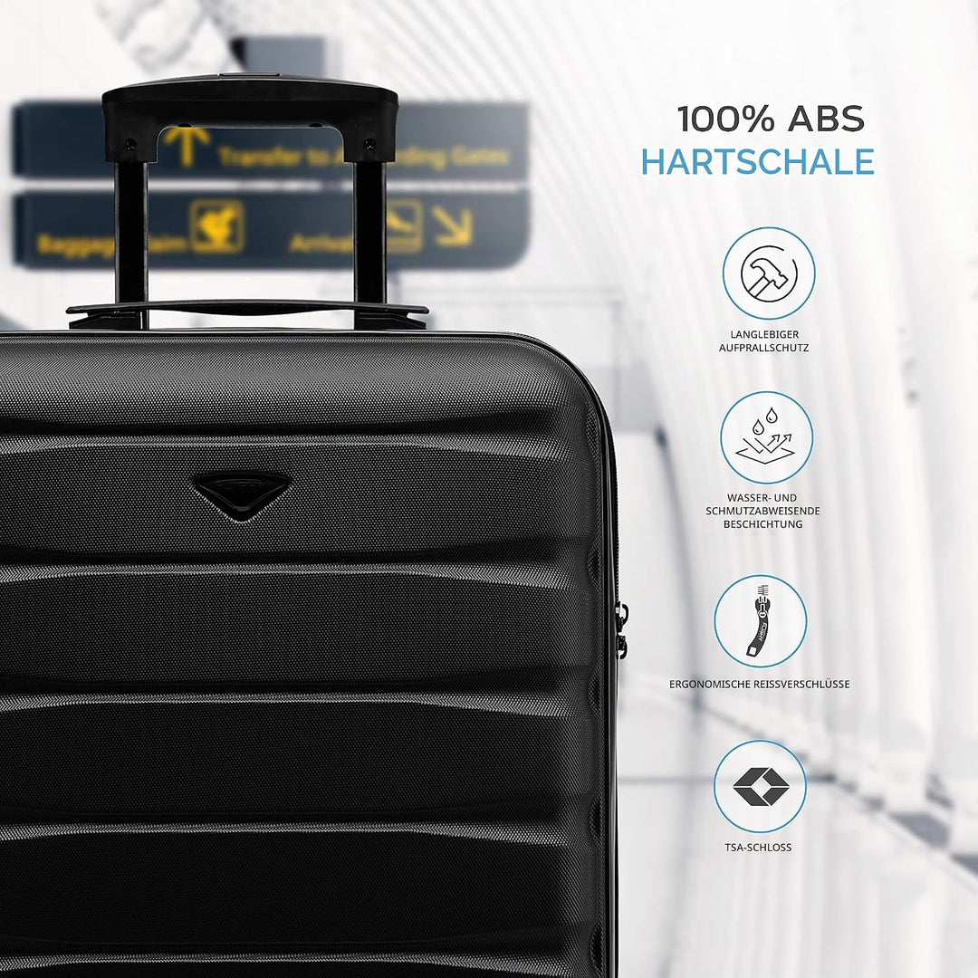 Flight Knight Leichte 4-Rad-ABS-Hartschalenkoffer Handgepack, zugelassen fur uber 60 Fluggesellschaf