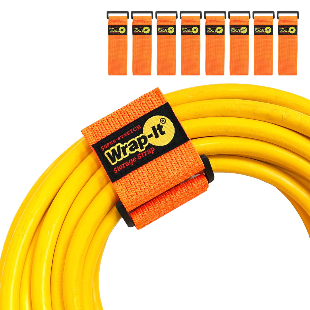 Super-Stretch Wrap-It Storage Straps – (8) 30,5 cm orange – elastische Klettverschlüsse – Verlängeru