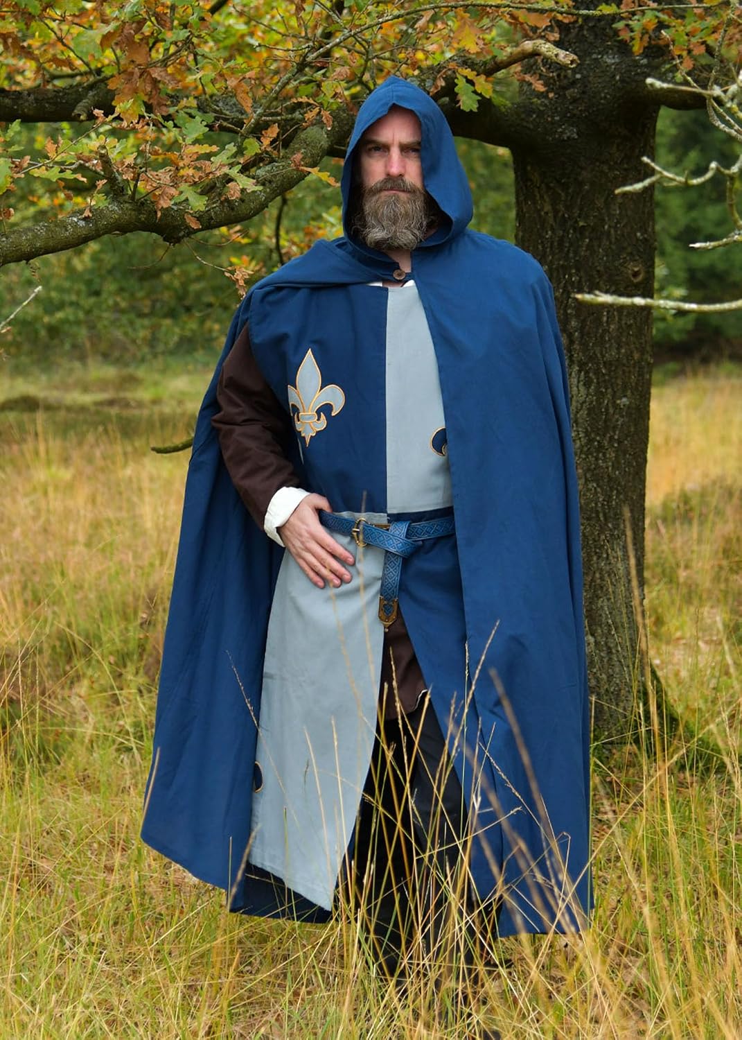 Battle-Merchant - Mittelalter Umhang Burkhard mit Kapuze/Gugel Damen Herren Zauberer Kostüm Kleidung