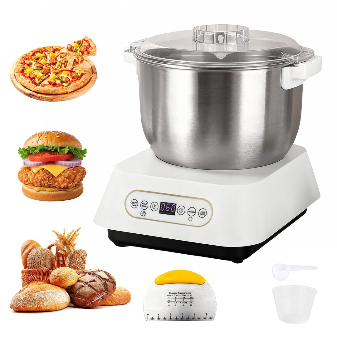 Edelstahl-Teigknetmaschine, 7L Grossvolumige Knetmaschine zum Backen mit thermostatischer Gärfunktio