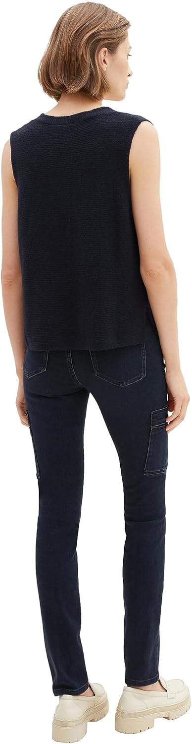 TOM TAILOR Damen Alexa Slim Cargo Jeans 28W / 30L 10173 - Dark Stone Blue Black Denim, 28W / 30L 101