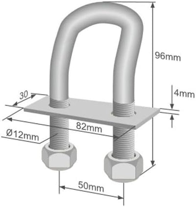 MelTruck® 6X U-Bügel Zurrbügel 800kg Ladungssicherung Zurröse M12 800 kg Zurrhaken