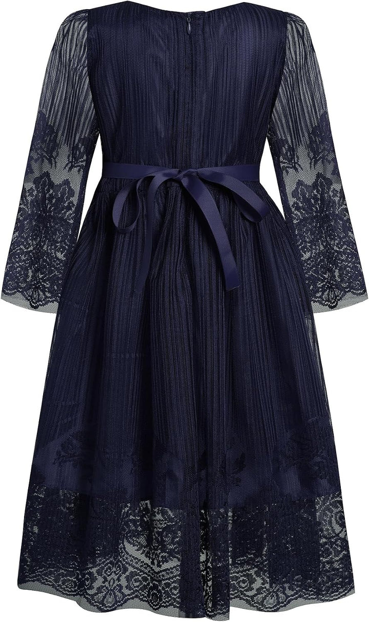 BONNY BILLY Mädchen Kleider Vintage Spitze Tüll Festlich Hochzeit Lang Abendkleid Ballkleid Partykle