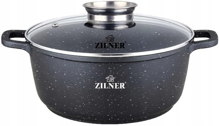 ZILNER 12-tlg Antihaftbeschichtet Kochtopfset Topfset Geschirrset Marmorbeschichtung, Induktion Topf