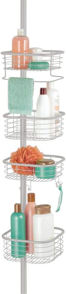 mDesign Duschregal ohne Bohren – praktischer Shower Caddy für die Ecke aus Metall und Kunststoff – a