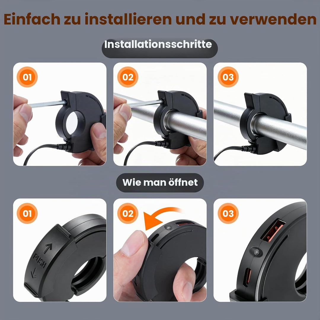RUIZHI 48W Motorrad USB Ladegerät 12V Wasserdicht USB C Motorrad Steckdose QC3.0 USB-A und PD Type-C