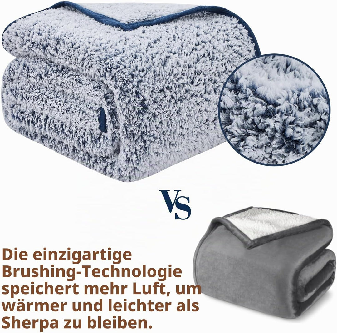 EMME Sherpa Decke Kuscheldecke, Dick und Elegant, Sofadecke Doppelgesicht Extra Weich, Warme Gemütli