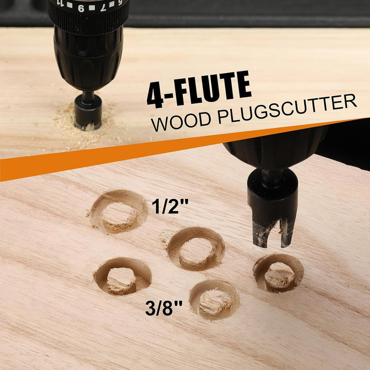 Mayouko 15 PCS Tapered Drill Bits Counter Sink Drill Bit Set, with Wood Plug Cutters and Depth Stop