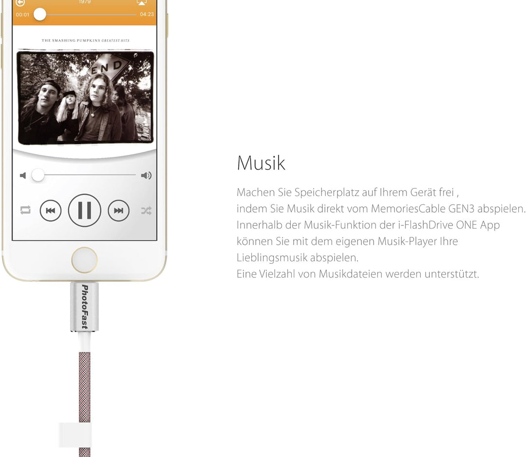 PhotoFast MCG3U3BK64GB Memories Kabel 3G Ladekabel, 18 cm grau