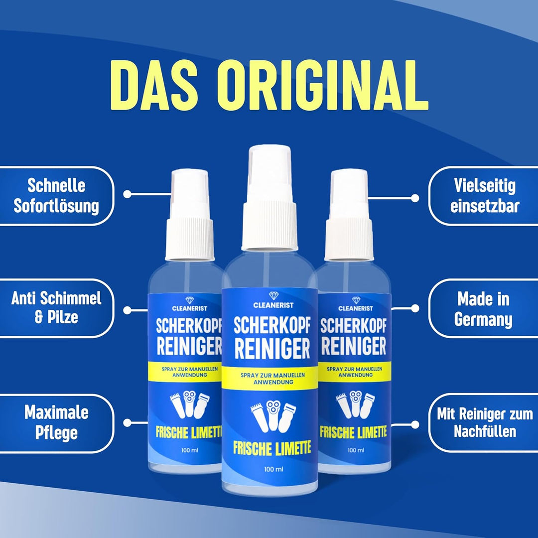 Die Seifenblase | 1L Scherkopfreiniger Flüssigkeit mit Sprühflasche zur manuellen Reinigung von Rasi