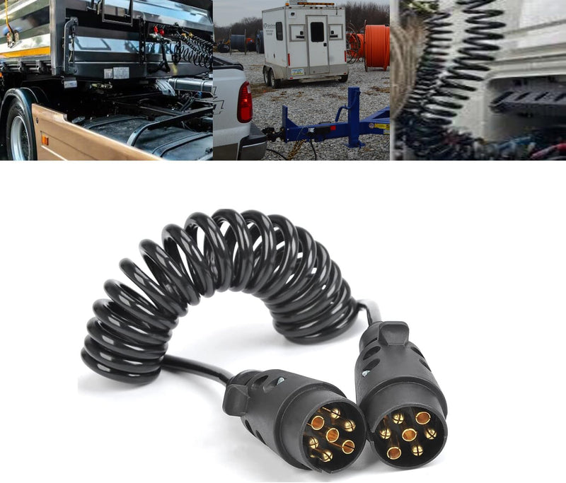 Adapter Stecker Spiralkabel 7 Polig auf 7-polig Adapterkabel Anhänger Verlängerungskabel 2m männlich