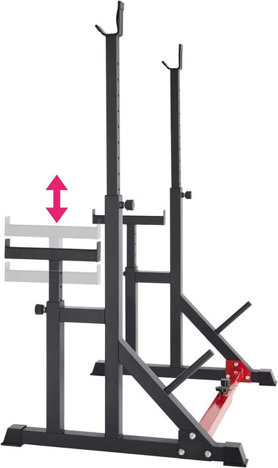 tectake 404237 Squat Rack, Höhe und Breite verstellbare Langhantelablage, Kniebeugenständer mit Sich