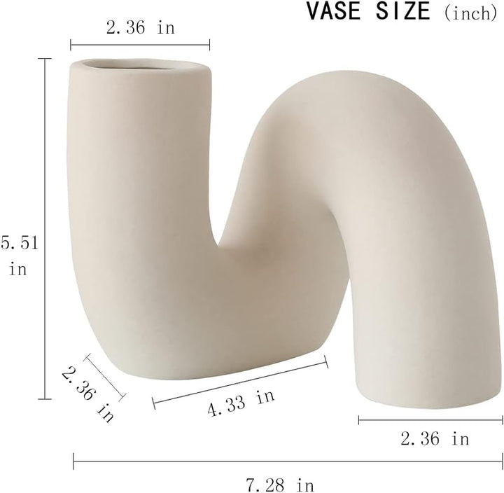 PhiDor Weisse gedrehte Keramik-Blumenvase zur Dekoration, Moderne, minimalistische Abstraktionsvasen