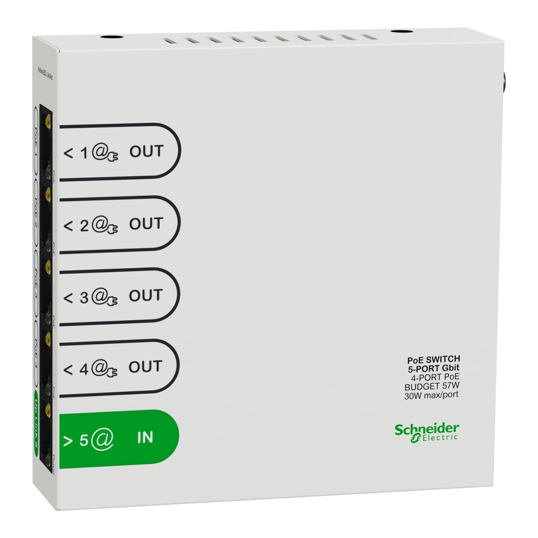 Schneider Electric - Resi9 Ethernet-Switch 5 Ports, 4 Ports 1 GBIT POE 30 W MAX, BUDGET Total 57 W -