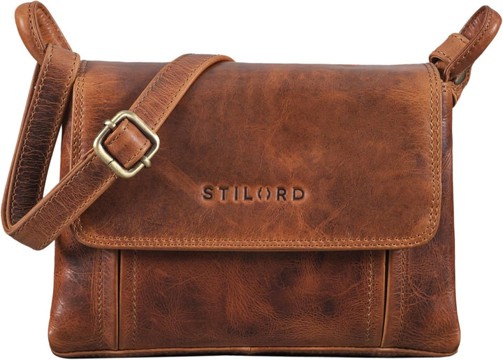 STILORD 'Alessia' Kleine Lederhandtasche Damen Schultertasche Umhängetasche Vintage Elegante Crossbo