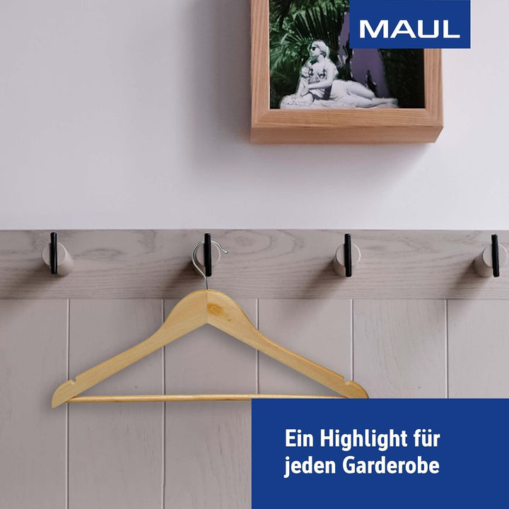 MAUL Kleiderbügel Holz | moderne Holz Kleiderbügel in klassischem Design | stabile und belastbare Au