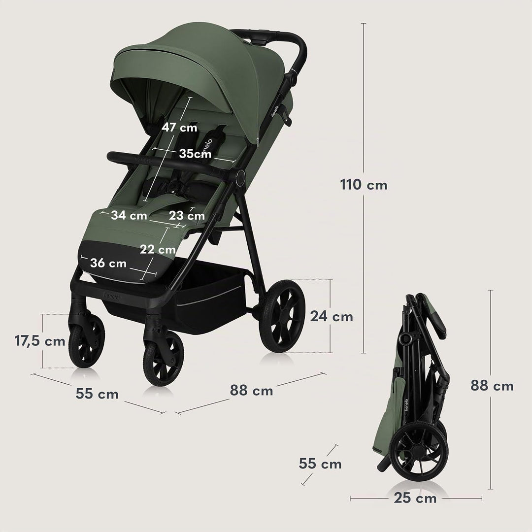 LIONELO IVA Buggy bis zu 22 kg von 6 Monaten bis 4 Jahre Schwenkbare 360° Räder Volle Stossdämpfung