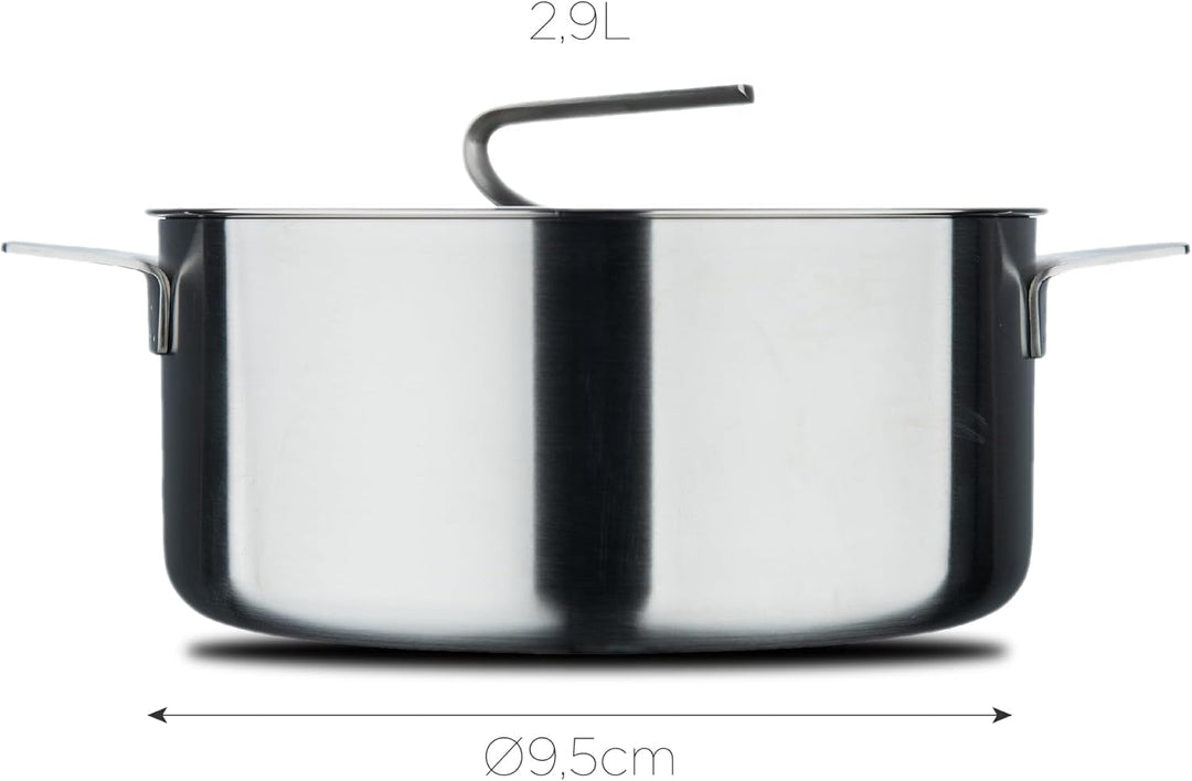 MasterPRO SIGMA - Stielkasserolle mit Deckel 2,9L 20x9,5 cm Edelstahl - Mehrschichtige Konstruktion