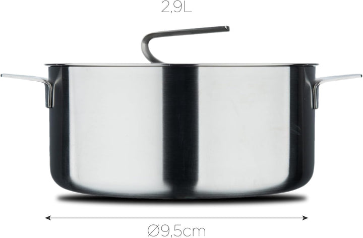 MasterPRO SIGMA - Stielkasserolle mit Deckel 2,9L 20x9,5 cm Edelstahl - Mehrschichtige Konstruktion