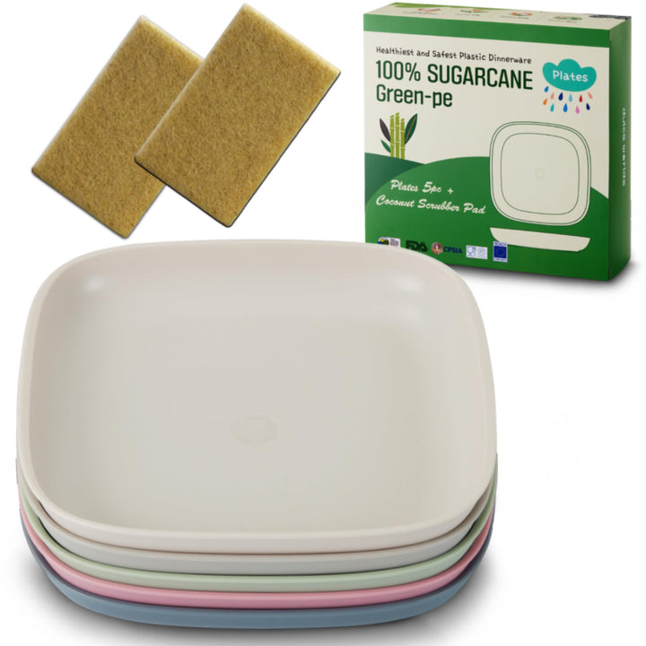 ZUCKERROHR Kinder Teller 5er Pack (20 cm) - Bio Geschirr für Kleinkinder - LFGB & USDA zertifiziert