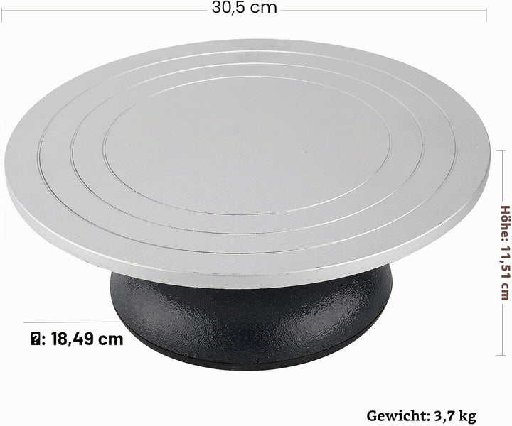Homtone Drehbare Töpferscheibe mit Metallplatte aus Stahl, 30cm Durchmesser Skulptur-Töpferscheibe,