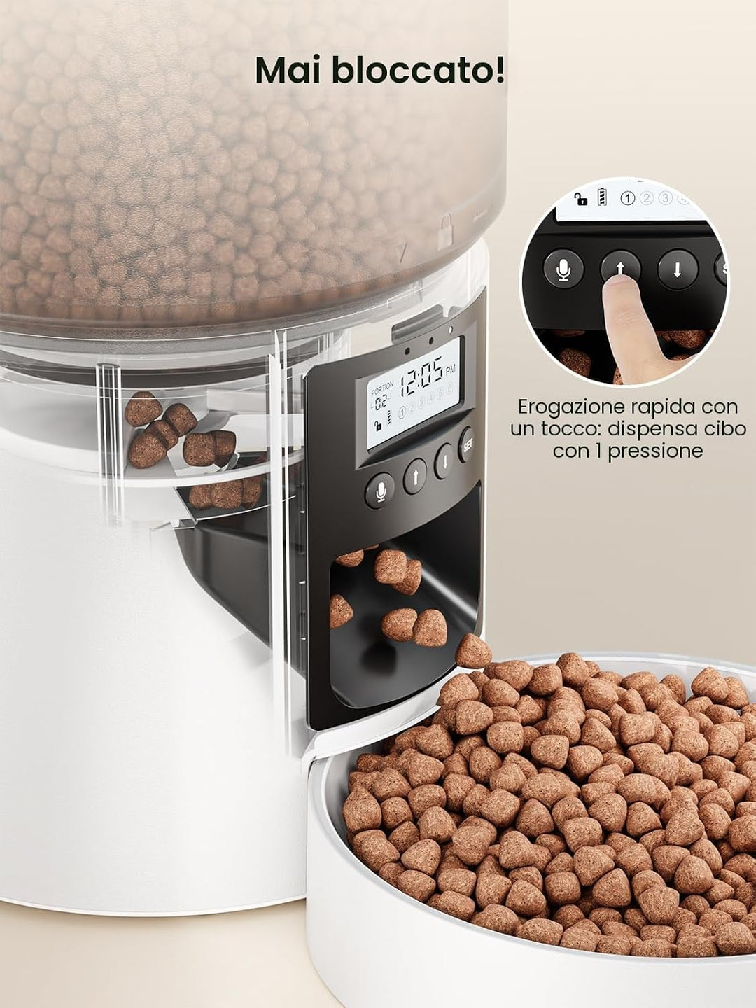 Anykuu Futterautomat Katze &amp; Hund 4L Pet Feeder Cat mit Timer &amp; Portionskontrolle 1-6 Mahlzeiten pro