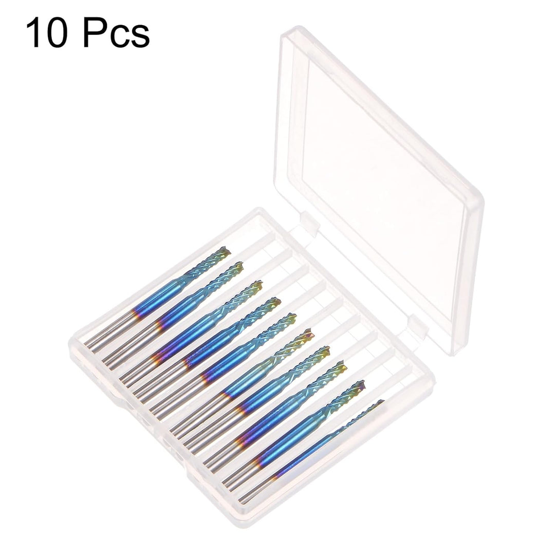 QUARKZMAN 10Stk Ende Fräsen CNC Fräser Bits 1/8" Schaft 2.4mm Blau Beschichtet Wolfram Karbid Fräsma