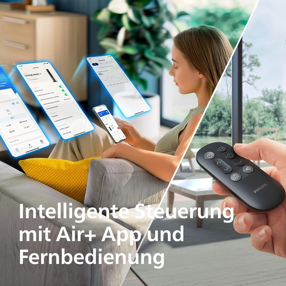 Philips Smarter Turmventilator 7000 Series – 8,4 m/s stark, ultraleise 22 dB, energieeffizient, App