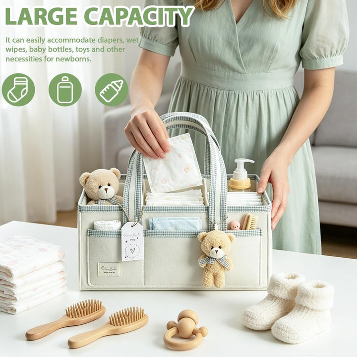 Baby Windel Filztasche, Wickeltisch Organizer Aufbewahrungskorb, Baby Windel Caddy aus Filz mit Hera