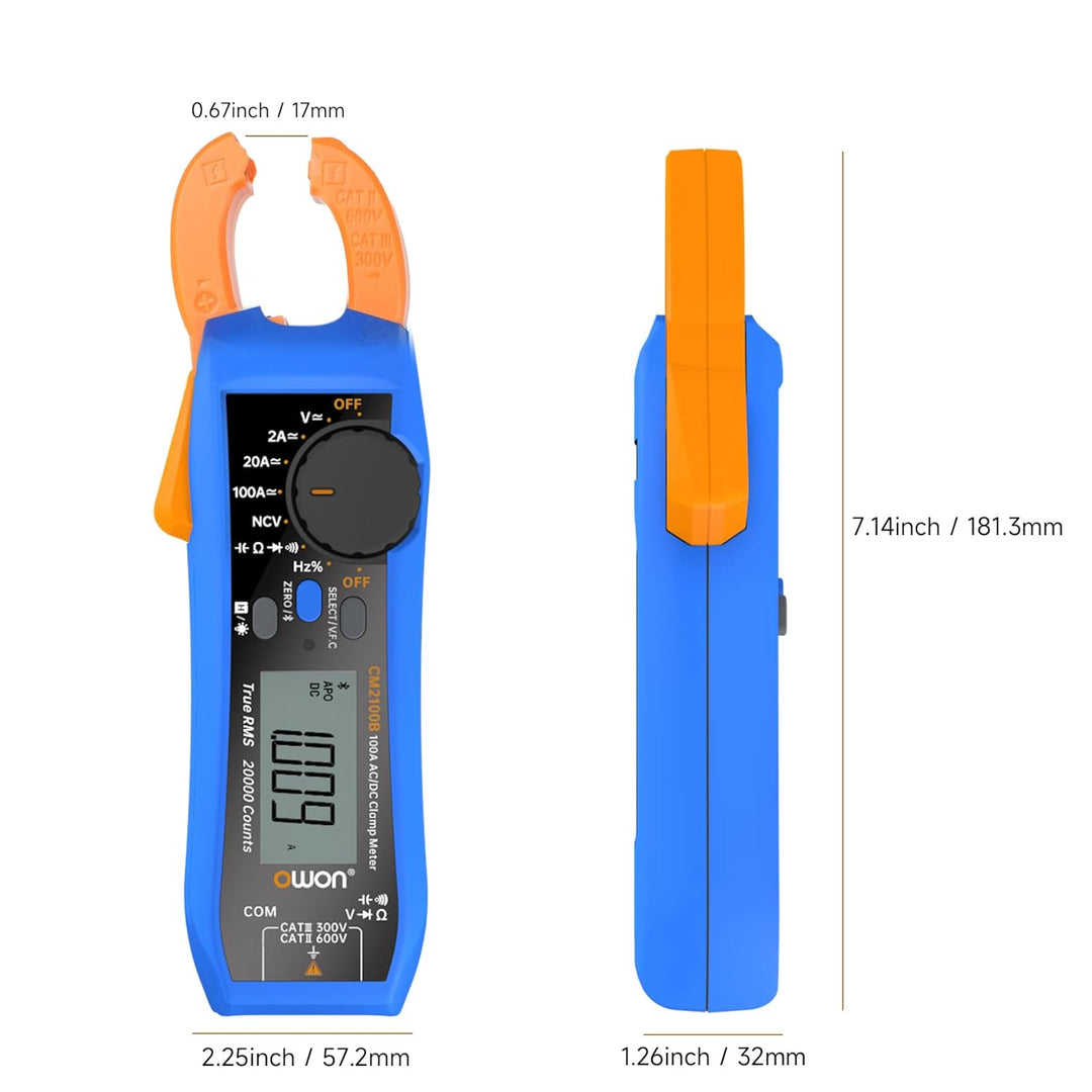 OWON CM2100B Digital Zangenmessgerät Bluetooth Automatische Bereichswahl 20000 Zählungen AC/DC-Wider