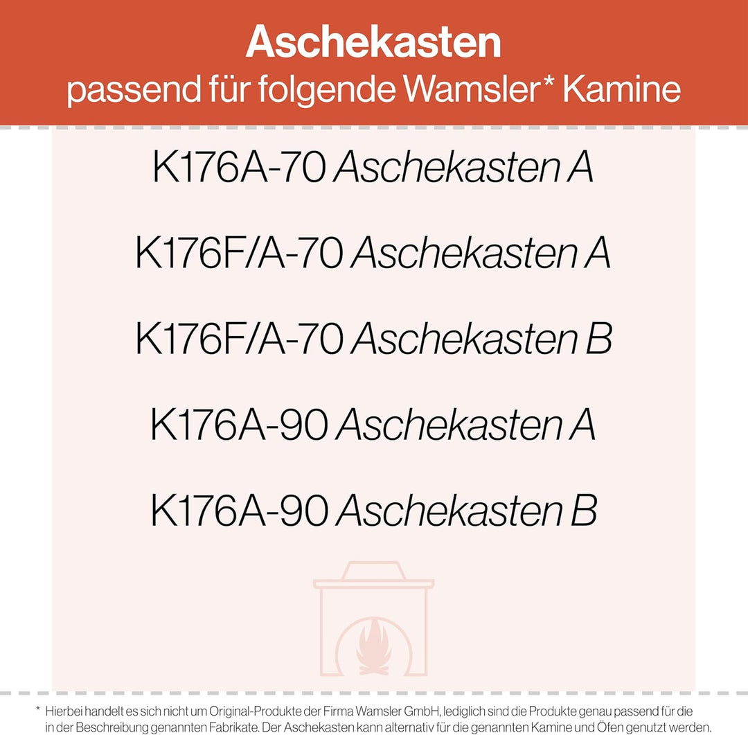 Aschekasten - Passend für Wamsler Kaminöfen inkl. Modellübersicht - Aschkasten aus verzinktem Stahlb