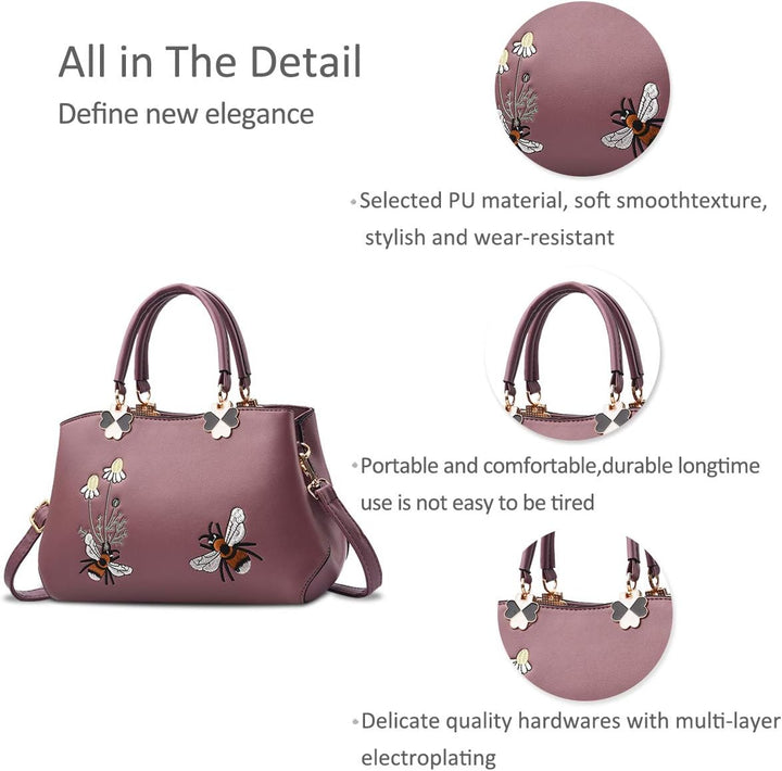 NICOLE&DORIS Handtaschen Damen Mode Schultertasche Geldbörse Retro Umhängetasche Frau Tote Stickerei
