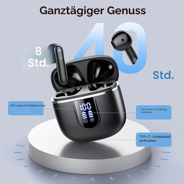 Bluetooth Kopfhörer, 2026 Kopfhörer Kabellos Bluetooth 5.4, 40 Std HIFI Stereo In Ear Kopfhörer mit