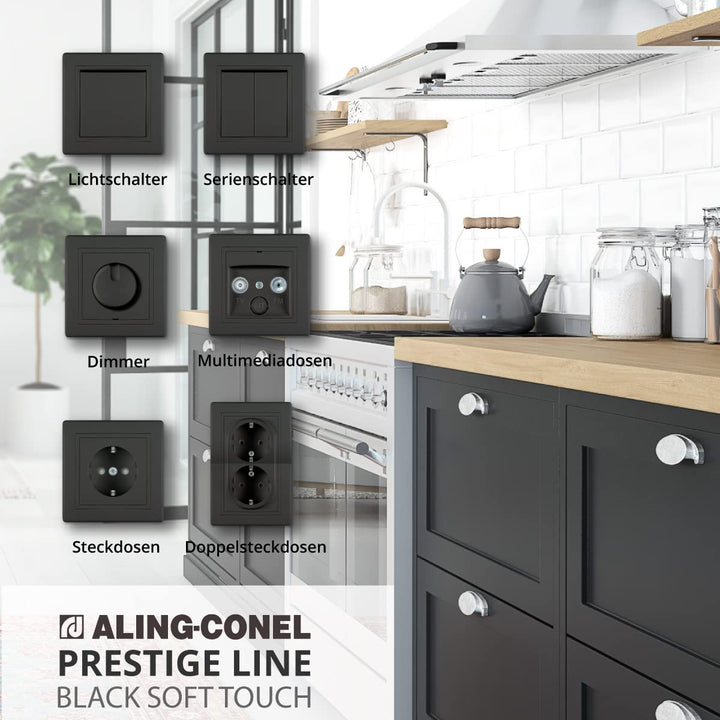 ALING-CONEL | PRESTIGE-Line | Unterputz-TV/RF/SAT Antennendose | Abschlussdose mit drei Ausgängen |