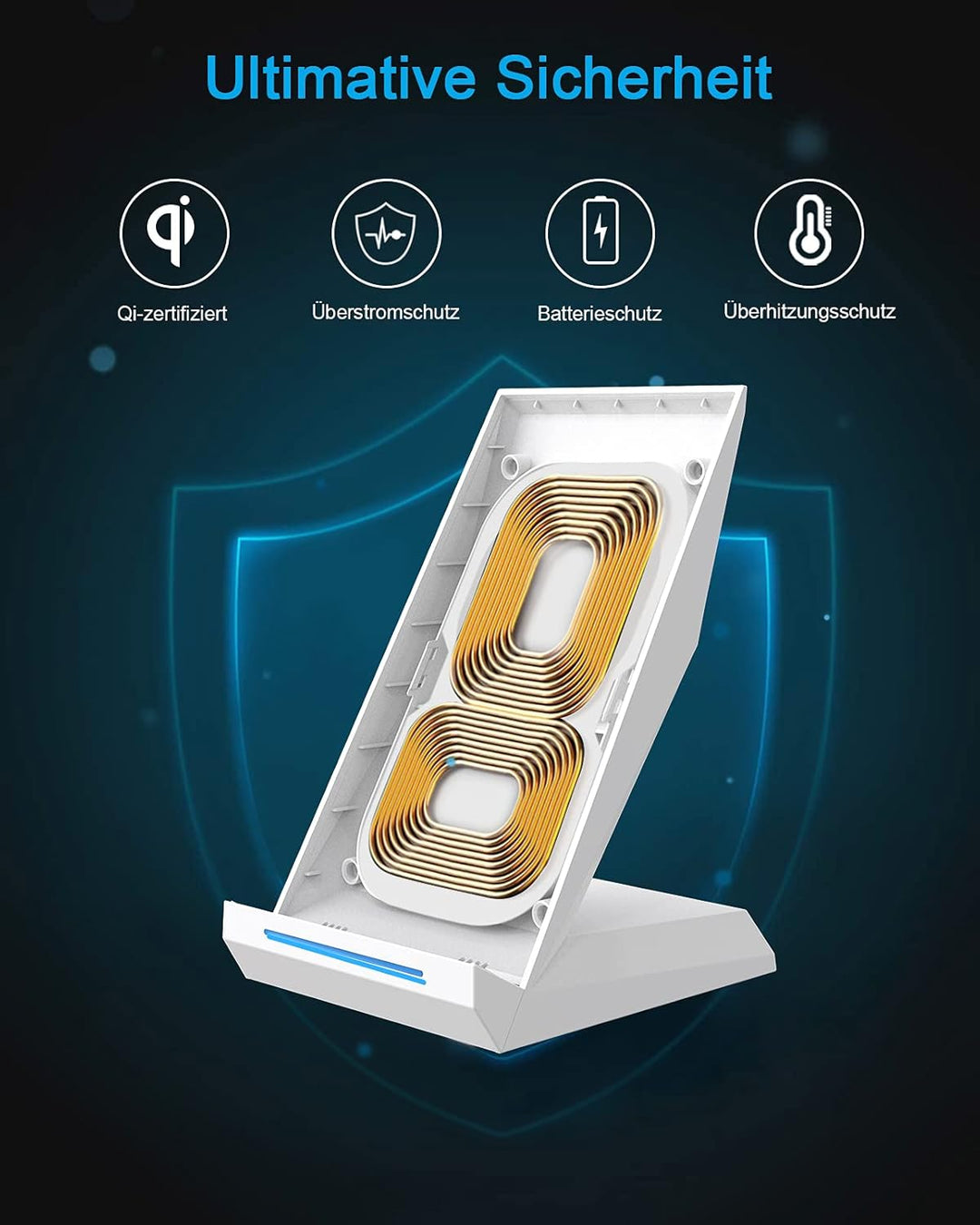 NANAMI Wireless Charger mit 30W USB-C Ladegerät - 2 in 1 Induktive Ladeständer mit Anschluss, Qi Kab